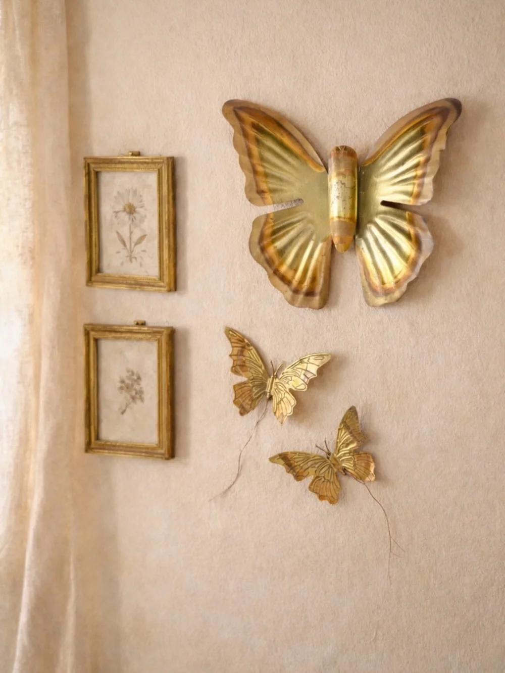 Vintage Brass Butterfly Wall Decor Set‎ of 3 Cottagecore